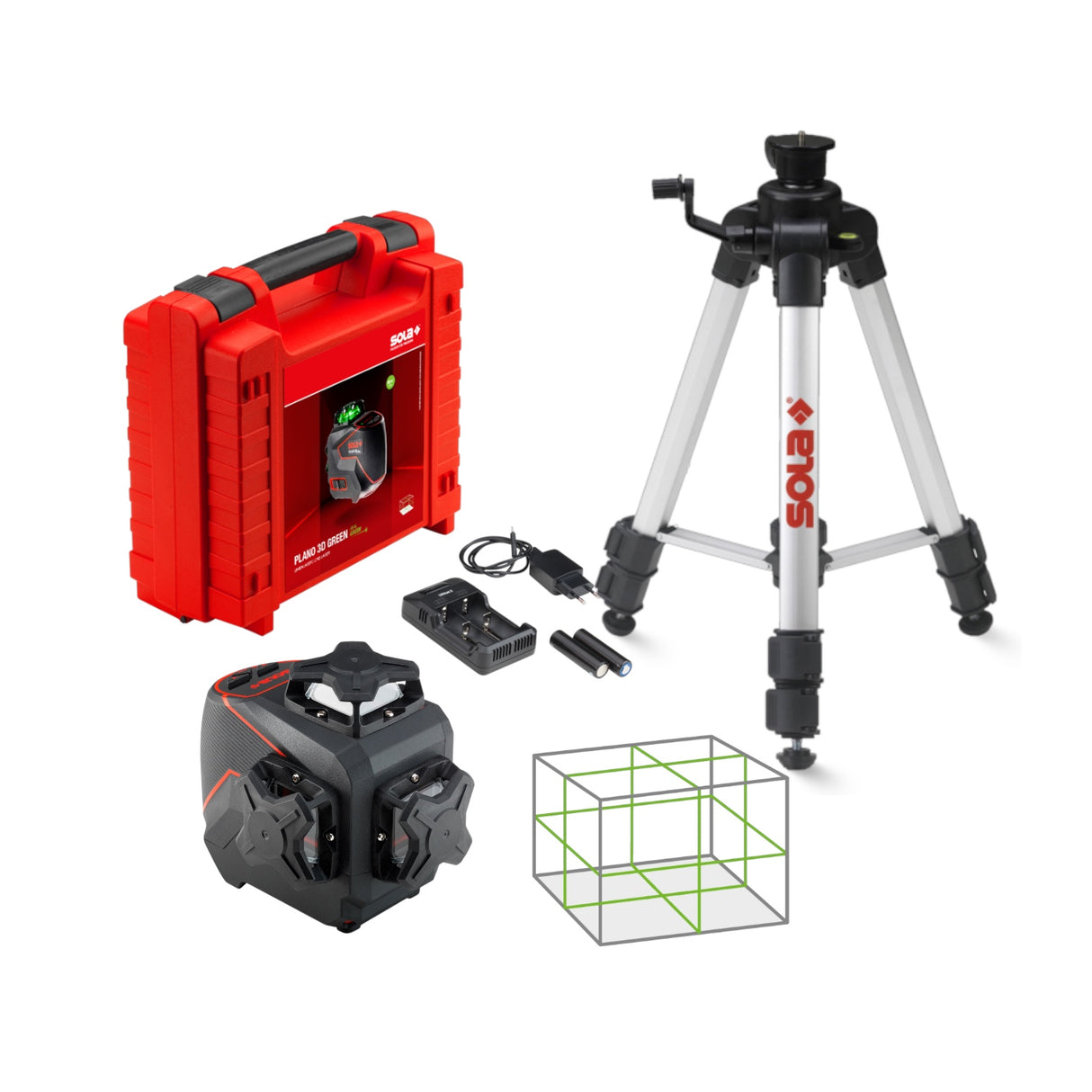 NIVELA LASER CU LINI SOLA PLANO 3D GREEN + TREPIED SOLA FST